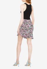 Isabel Marant Floral-Print Ruched Mini Skirt JU128522A023I40PK Multicolor