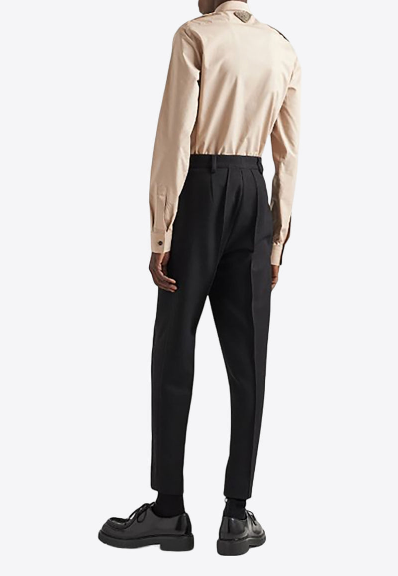 Prada Triangle Logo Buttoned Shirt Beige UCN513S2321U7Y_F0770