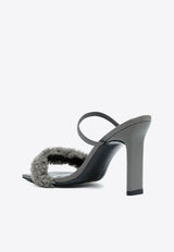 By Far Ada 100 Shearling Strap Sandals Gray 22PFADCEMSHE