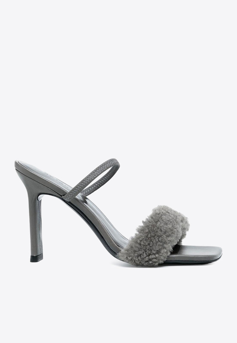 By Far Ada 100 Shearling Strap Sandals Gray 22PFADCEMSHE