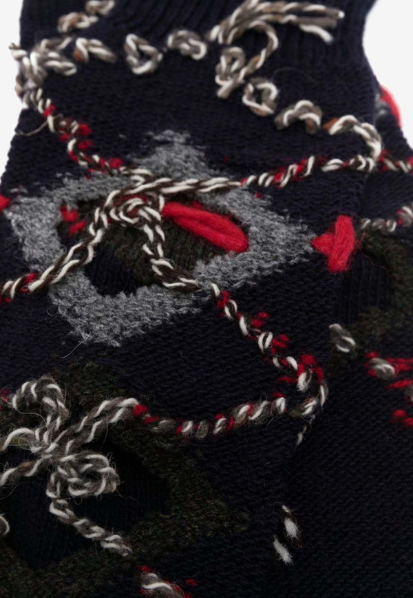 Maison Margiela Tabi Knitted Crew-Length Socks Navy S67TL0025S18330_004F