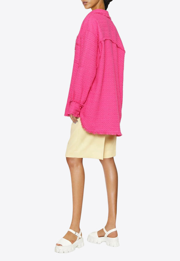 MSGM Long-Sleeved Frayed Shirt Pink 3341MDE14X22760914