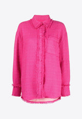 MSGM Long-Sleeved Frayed Shirt Pink 3341MDE14X22760914