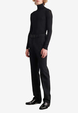 Off-White Belted Slim Pants in Wool OMCA214F22FAB0021000 Black