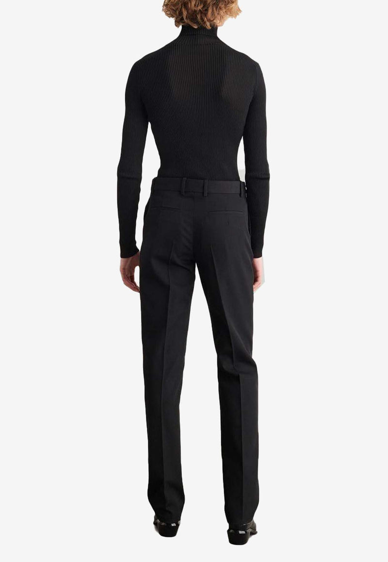 Off-White Belted Slim Pants in Wool OMCA214F22FAB0021000 Black