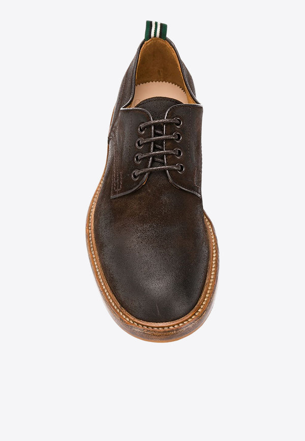 Green George Suede Derby Shoes Brown 0002