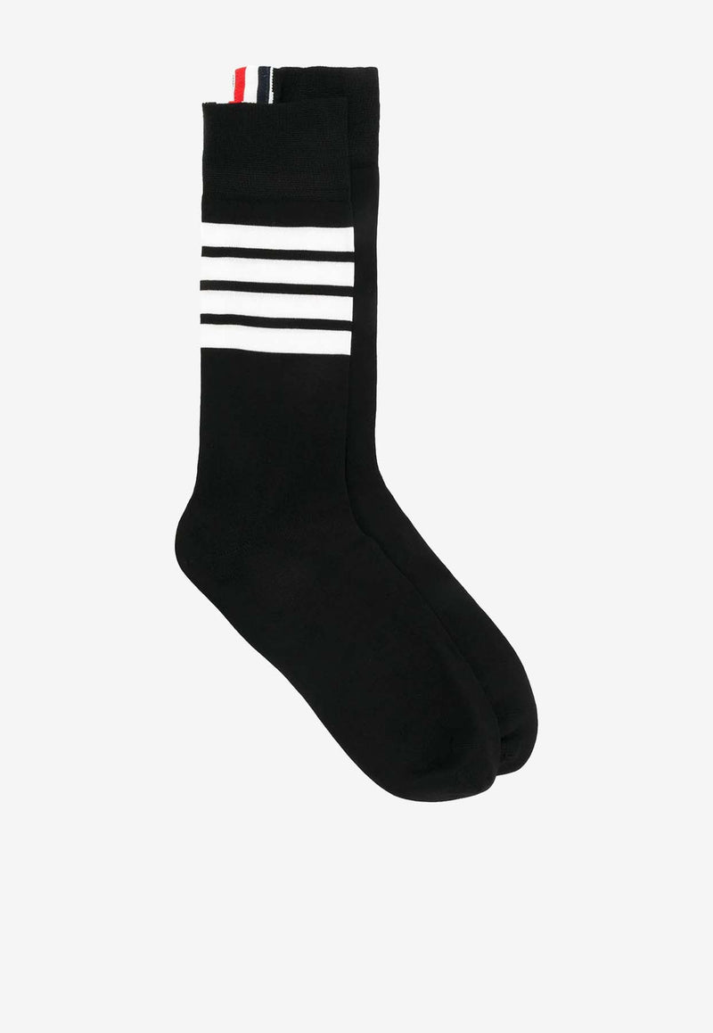 Thom Browne 4-bar Stripes Mid-Calf Socks Black MAS023B01690001