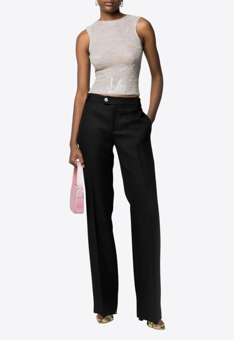 Blumarine Crystal-Embellished Straight Pants Black 2P054SN0990