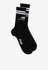 MSGM Intarsia Knit Ankle Socks Black 3140MS0421777099