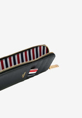 Thom Browne Half-Zip Grained Leather Wallet Black MAW080A00198_001