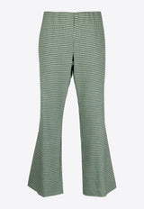 P.A.R.O.S.H Houndstooth Flared Pants Green D231089LIONE851