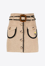 CORMIO Belted Wool Mini Skirt Beige HELGA30BEIGE