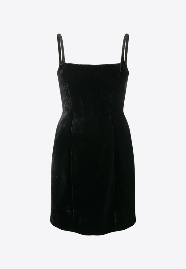 Miu Miu Velvet Sleeveless Mini Dress Black MF465811V7F0002