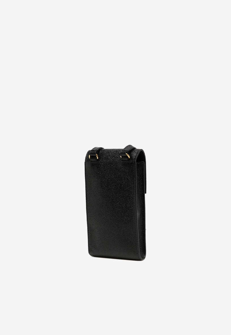 Thom Browne Signature Stripe Loop Leather Phone Holder Black MAC113A00198_001