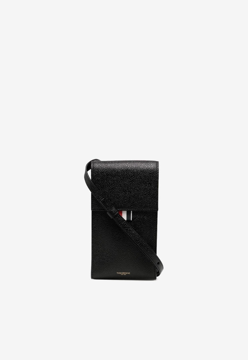 Thom Browne Signature Stripe Loop Leather Phone Holder Black MAC113A00198_001