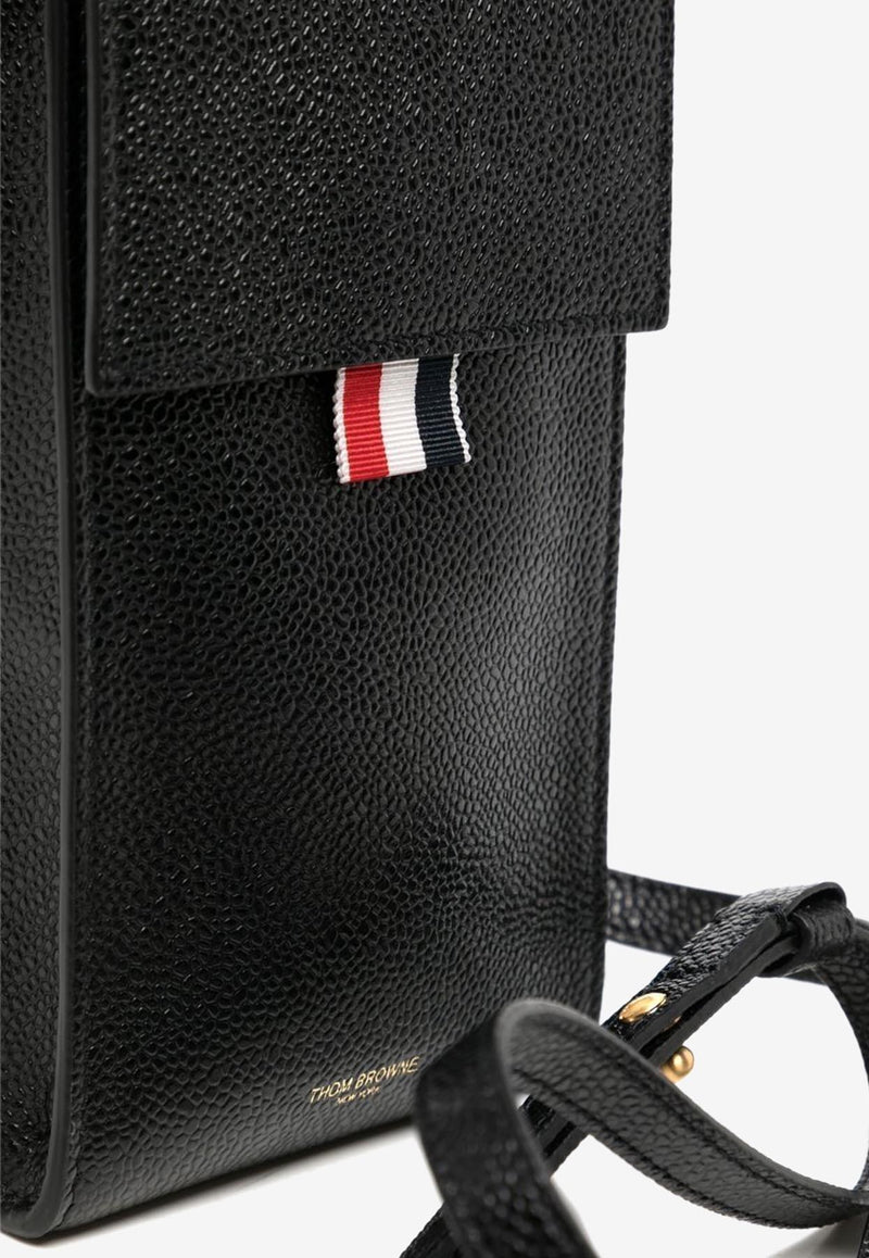 Thom Browne Signature Stripe Loop Leather Phone Holder Black MAC113A00198_001
