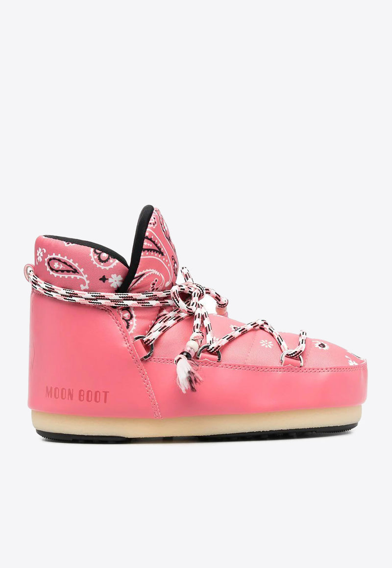 Alanui X Moon Boot Bandana Print Snow Boots Pink LWIE003F22FAB0013085