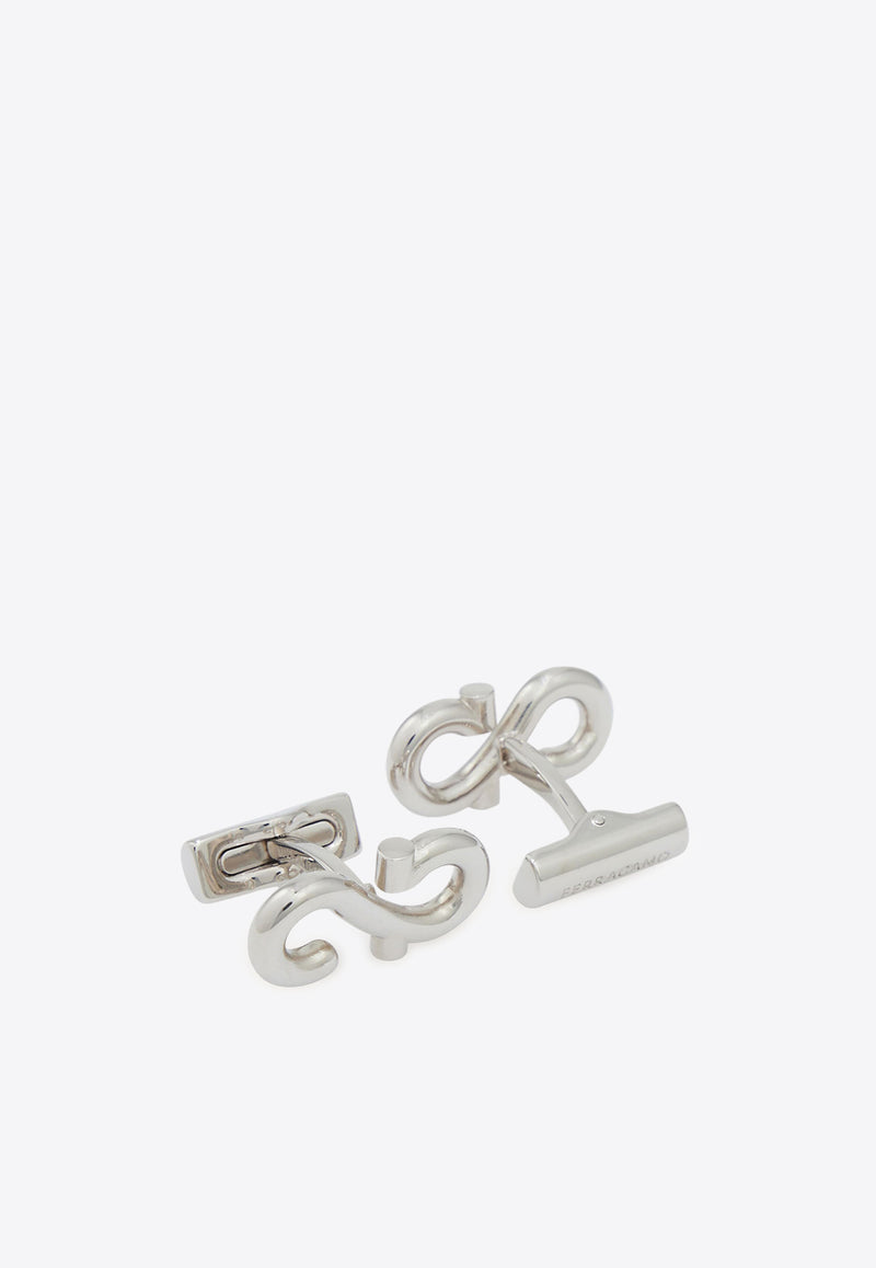 Ferragamo S-shaped Gancini Hook Cufflinks Silver 770388 CLNK HOOK 784877 SILVER