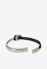 Ferragamo Gancini Braided Leather Bracelet Black 770390 BR NODO AMOR 785643 PLD/BLACK 17