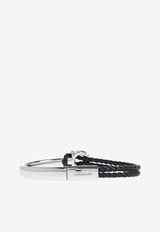 Ferragamo Gancini Braided Leather Bracelet Black 770390 BR NODO AMOR 785644 NA