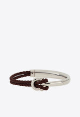 Ferragamo Gancini Braided Leather Bracelet Brown 770390 BR NODO AMOR 785648 NA