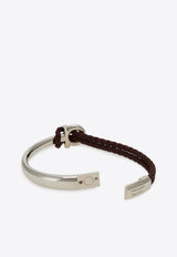 Ferragamo Gancini Braided Leather Bracelet Brown 770390 BR NODO AMOR 785648 NA