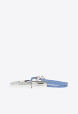 Ferragamo Gancini Braided Leather Bracelet Blue 770390 BR NODO AMOR 785650 PLD/BLUETTE 19