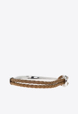 Ferragamo Gancini Braided Leather Bracelet Camel 770390 BR NODO AMOR 785652 NA