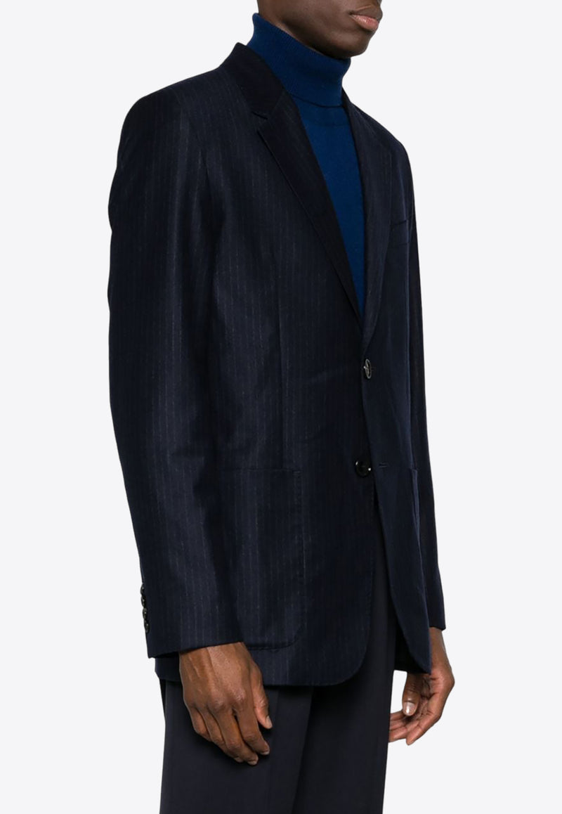 AMI PARIS Pinstriped Single-Breasted Blazer Navy HBV005WV0024_477