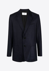 AMI PARIS Pinstriped Single-Breasted Blazer Navy HBV005WV0024_477