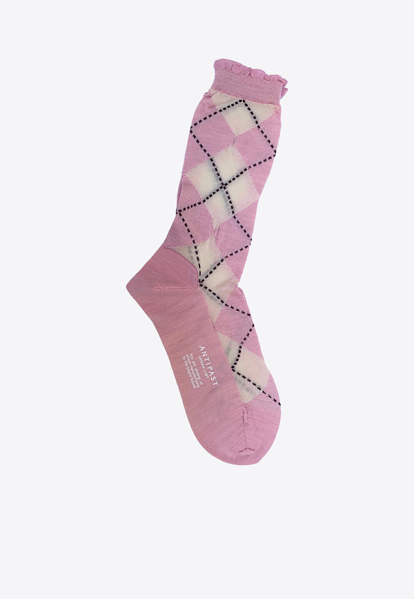 ANTIPAST Argyle Wool Knitted Socks Pink AM15A_PINK