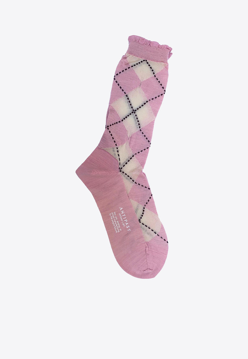 ANTIPAST Argyle Wool Knitted Socks Pink AM15A_PINK