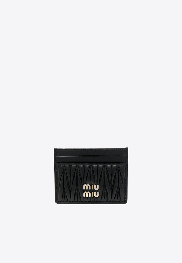 Miu Miu Logo Plaque Quilted Leather Cardholder Black 5MC0762FPP_F0002
