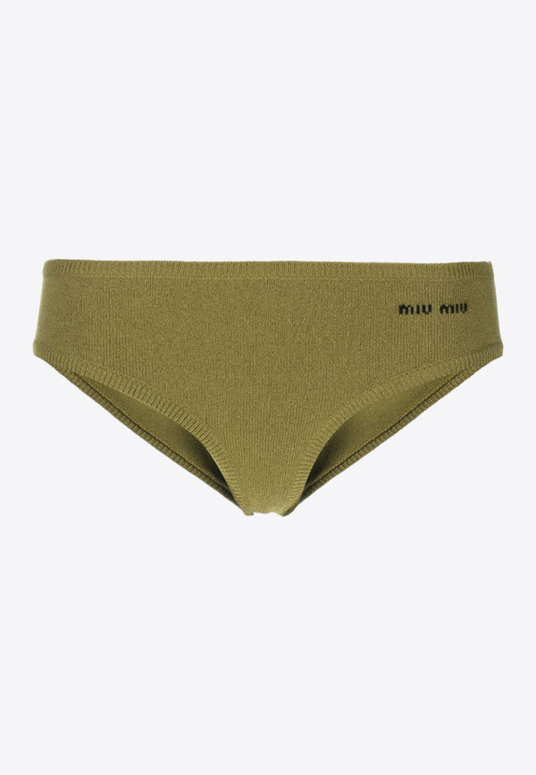 Miu Miu Logo Intarsia Cashmere Panties Green MMP218S23213S1_F0613