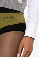 Miu Miu Logo Intarsia Cashmere Panties Green MMP218S23213S1_F0613