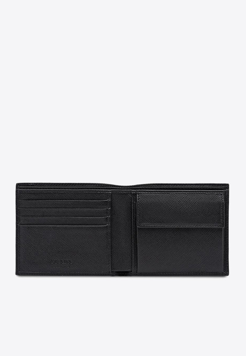 Prada Triangle Logo Bi-Fold Wallet Black 2MO738QHH_F0002