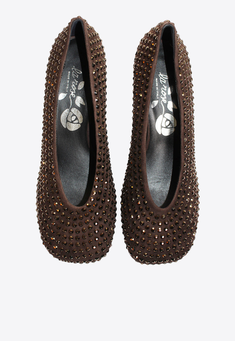 La Rose 50 Crystal Embellished Pumps Brown EW2113575_BROWN