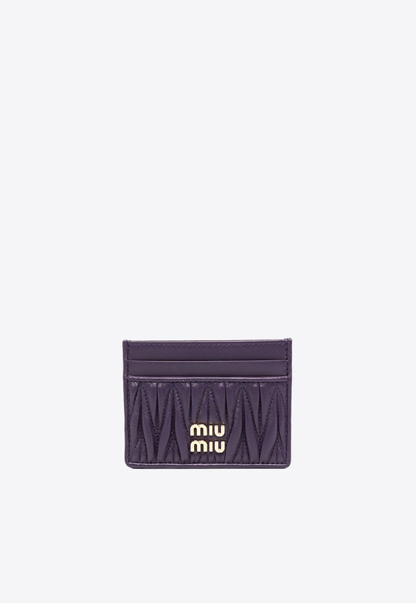 Miu Miu Logo Plaque Quilted Leather Cardholder Purple 5MC0762FPP_F0030
