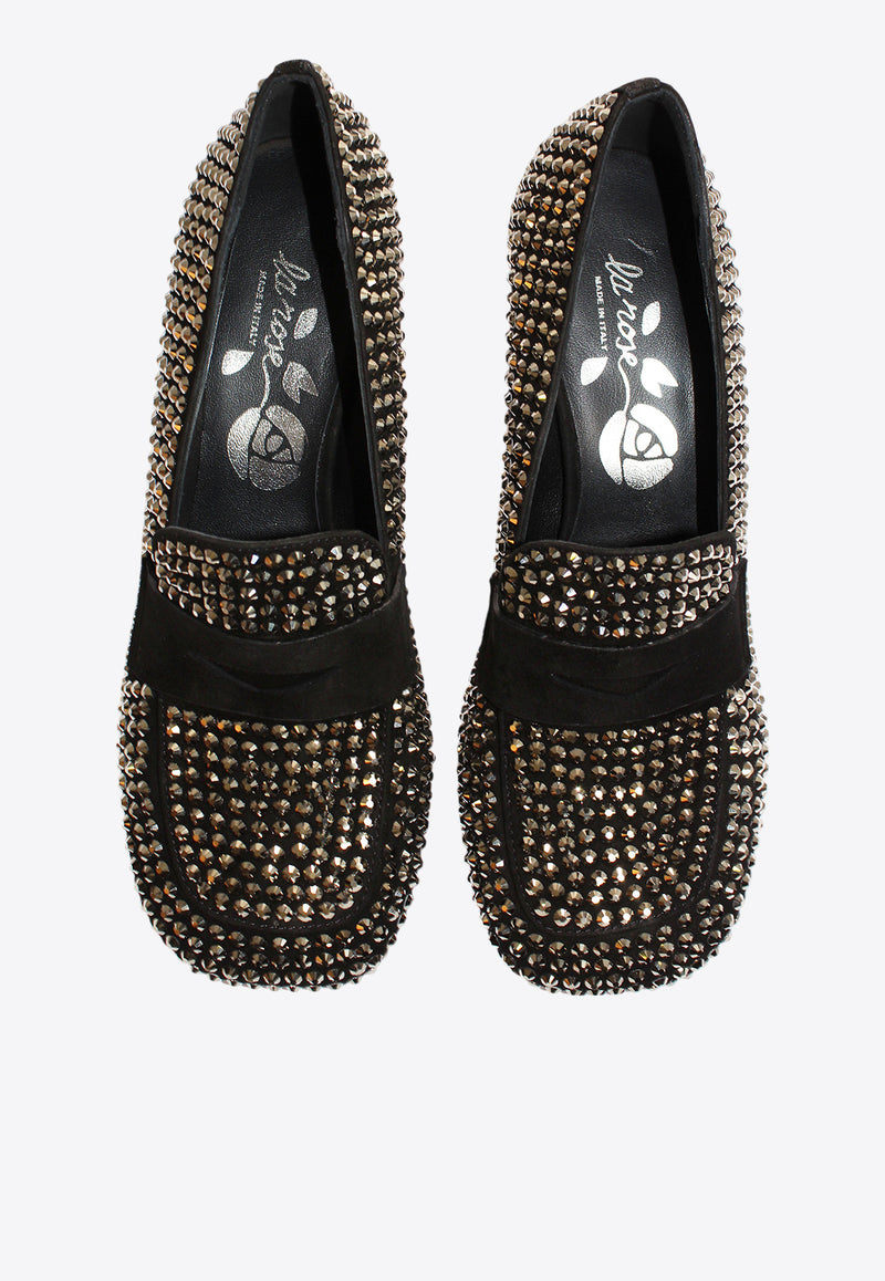 La Rose 50 Crystal Embellished Loafers Black ES2214073_BLACK