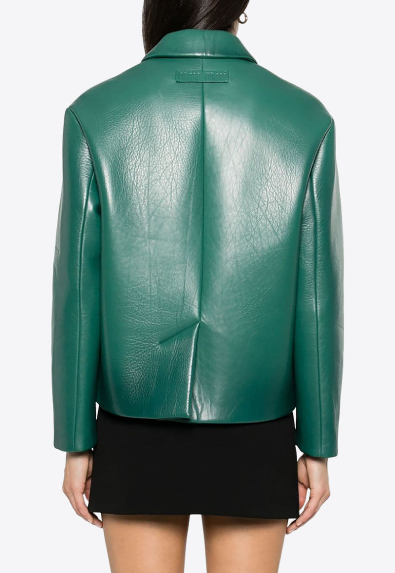 Miu Miu Single-Breasted Jacket in Nappa Leather Green MPG481S23213TL_F0MYE