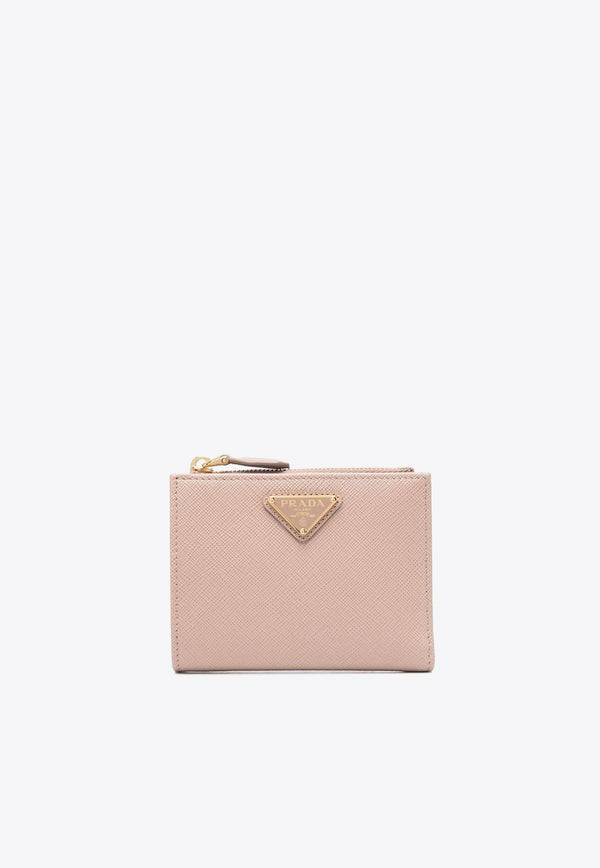 Prada Logo Plaque Grained Leather Wallet Pink 1ML050QHH_F0236