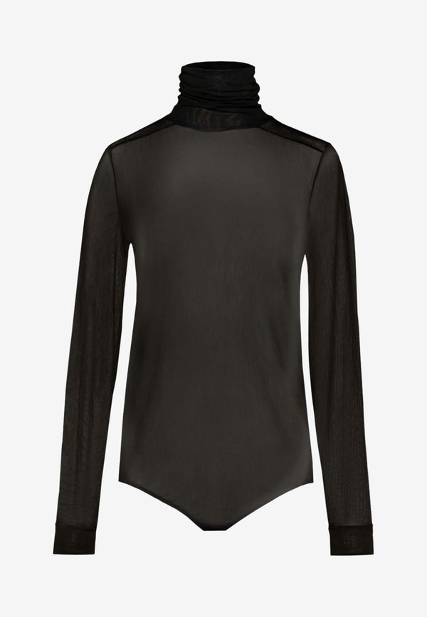 Maison Margiela Long-Sleeved Sheer Turtleneck Bodysuit Black S51NA0098S24639_900