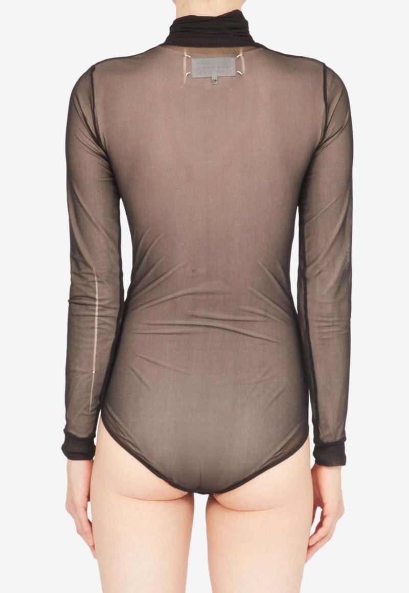 Maison Margiela Long-Sleeved Sheer Turtleneck Bodysuit Black S51NA0098S24639_900