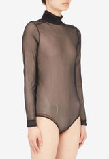 Maison Margiela Long-Sleeved Sheer Turtleneck Bodysuit Black S51NA0098S24639_900