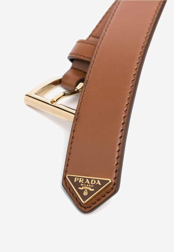 Prada Logo Plaque Leather Belt  Brown 1CC5438NQ_F0ORP