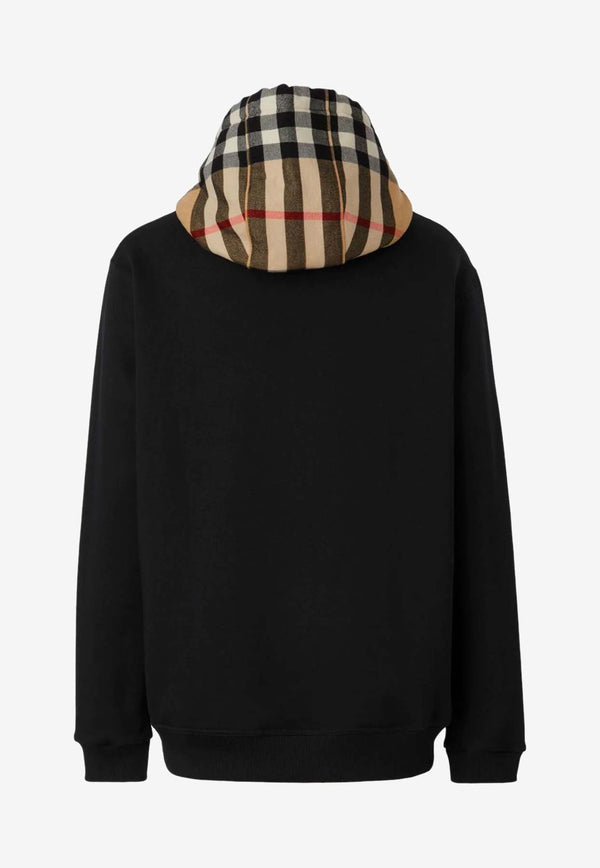 Burberry Check-Detailed Hooded Sweatshirt 8058117_A1189 Black