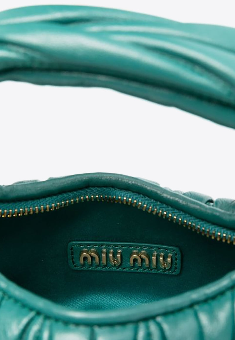 Miu Miu Mini Wander Quilted Leather Hobo Bag Green 5BP078VOOON88_F0K41