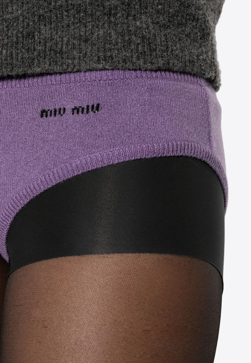 Miu Miu Logo Jacquard Cashmere Panties Purple MMP218S23213S1_F0203