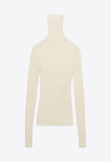 AMI PARIS Ribbed Knit Turtleneck Top Ivory FTS301JE0022_185