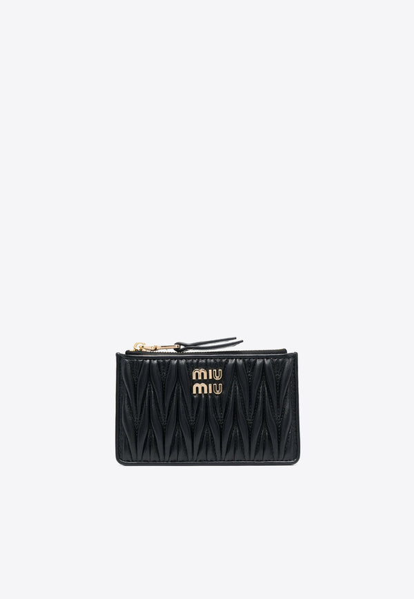 Miu Miu Logo Plaque Quilted Leather Cardholder Black 5MB0602FPP_F0002